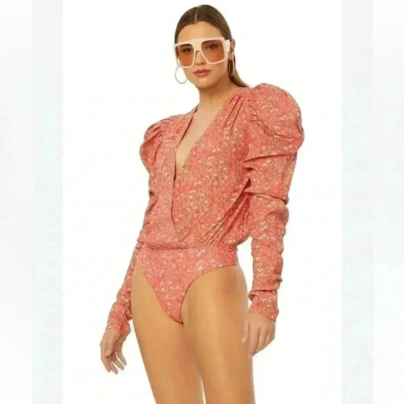 [XL]AFRM Red Ditsy Fille Rouge LS Danna  Bodysuit - Picture 3 of 11